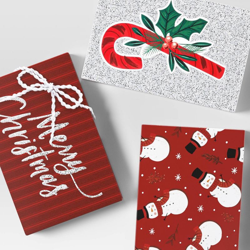 slide 2 of 3, 3ct Paper Christmas Gift Card Holder Red/White/Black - Wondershop™: Snowman & Candy Patterns, 3 ct