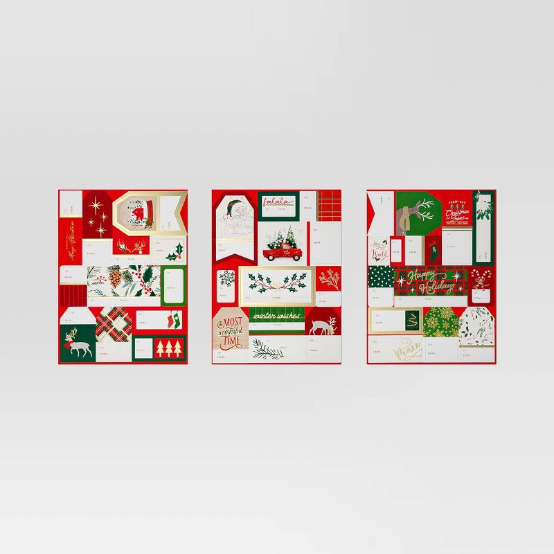 slide 3 of 3, 70ct Peel and Stick Christmas Gift Tag Red - Wondershop™, 70 ct