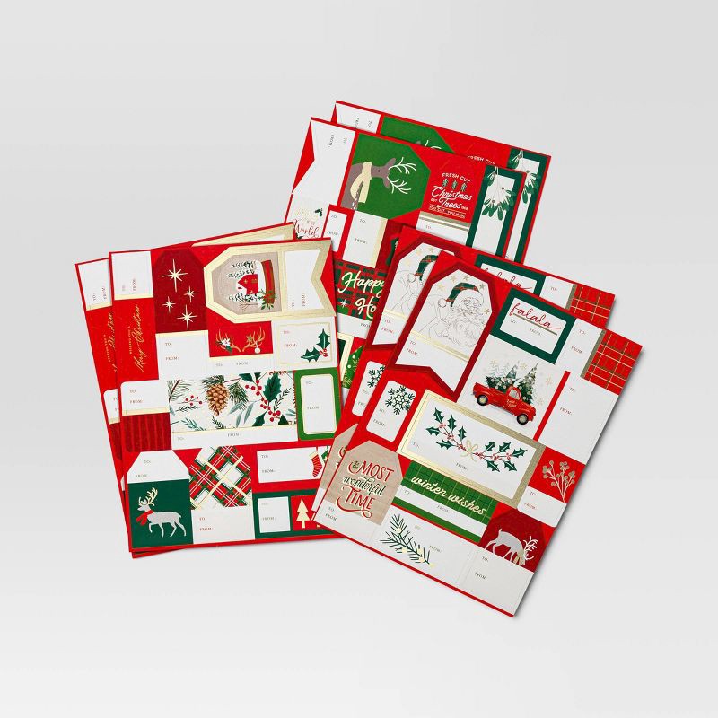 slide 1 of 3, 70ct Peel and Stick Christmas Gift Tag Red - Wondershop™, 70 ct