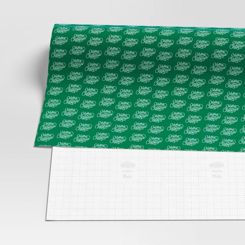 slide 3 of 3, 50 sq ft 'Merry Christmas' Gift Wrap Green - Wondershop™, 50 sq ft