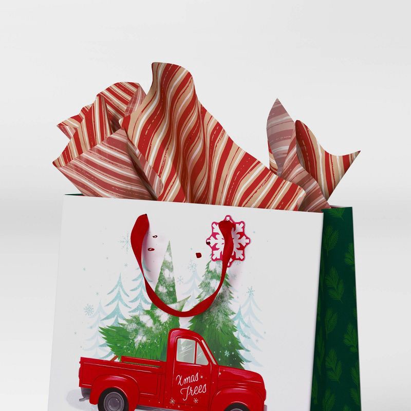 slide 2 of 3, 30ct Banded Christmas Gift Tissue Paper White/Striped/Green - Wondershop™, 30 ct