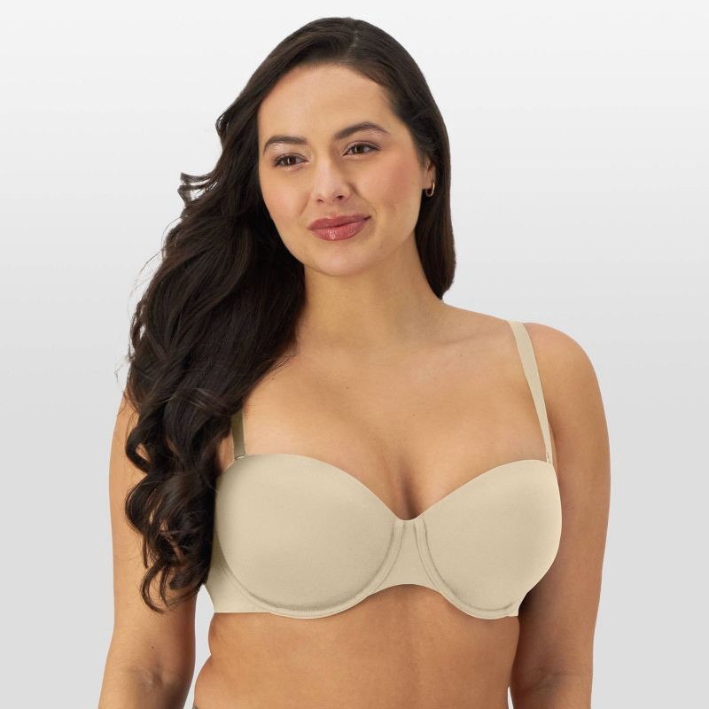 slide 2 of 6, Bali Women's Full Coverage Underwire Multiway Strapless Bra - Taupe 38C: Removable Straps, Knit Fabric, 1 ct