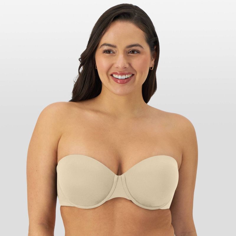 slide 1 of 6, Bali Women's Full Coverage Underwire Multiway Strapless Bra - Taupe 36D: Removable Straps, Solid Knit, Hand Wash, Line Dry, 1 ct