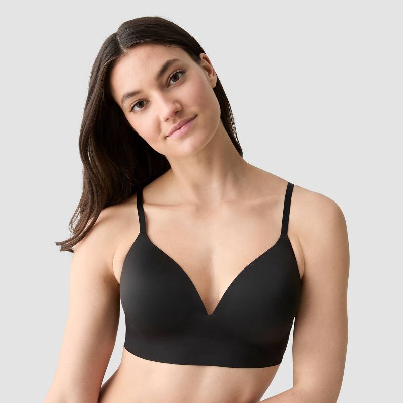 slide 4 of 6, True & Co. Women's Everybody Boost Bra - Black S: Light Lift Push Up, Wireless, Adjustable Strap, Deep V Neck, Hand Wash, 1 ct