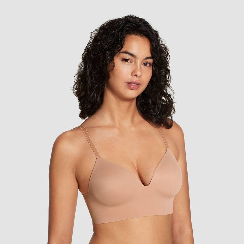slide 3 of 6, True & Co. Women's Everybody Boost Bra - Beige S: Light Lift Push Up, Wireless, Adjustable Strap, Deep V Neck, Hand Wash, 1 ct