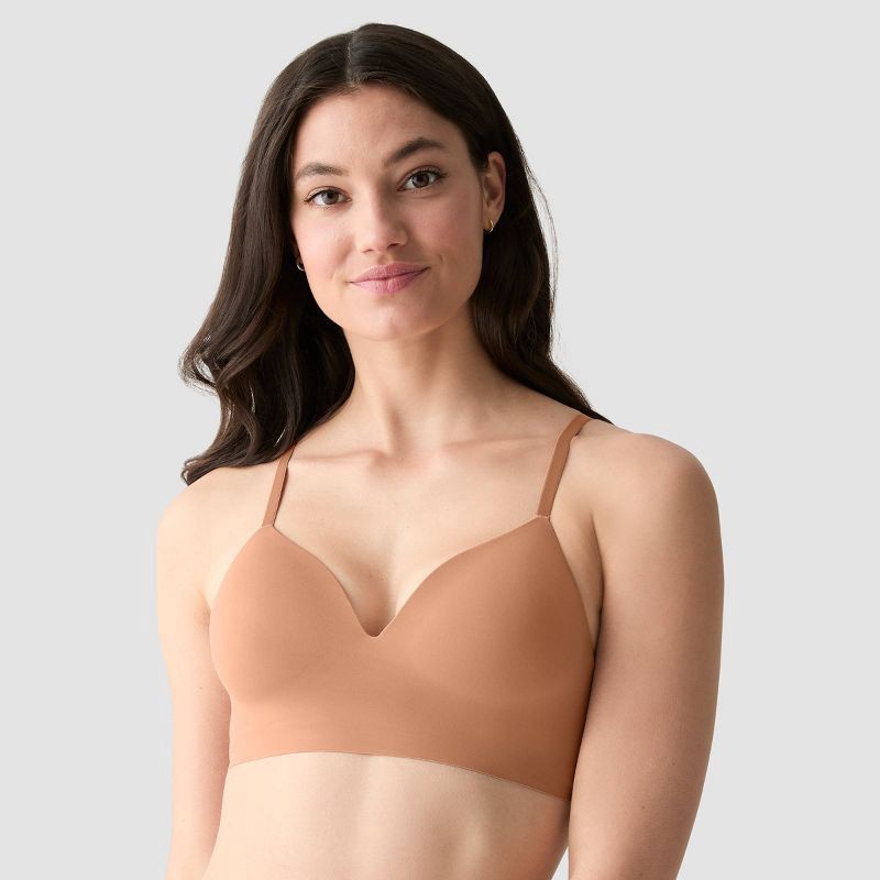 slide 5 of 6, True & Co. Women's Everybody Boost Bra - Beige S: Light Lift Push Up, Wireless, Adjustable Strap, Deep V Neck, Hand Wash, 1 ct