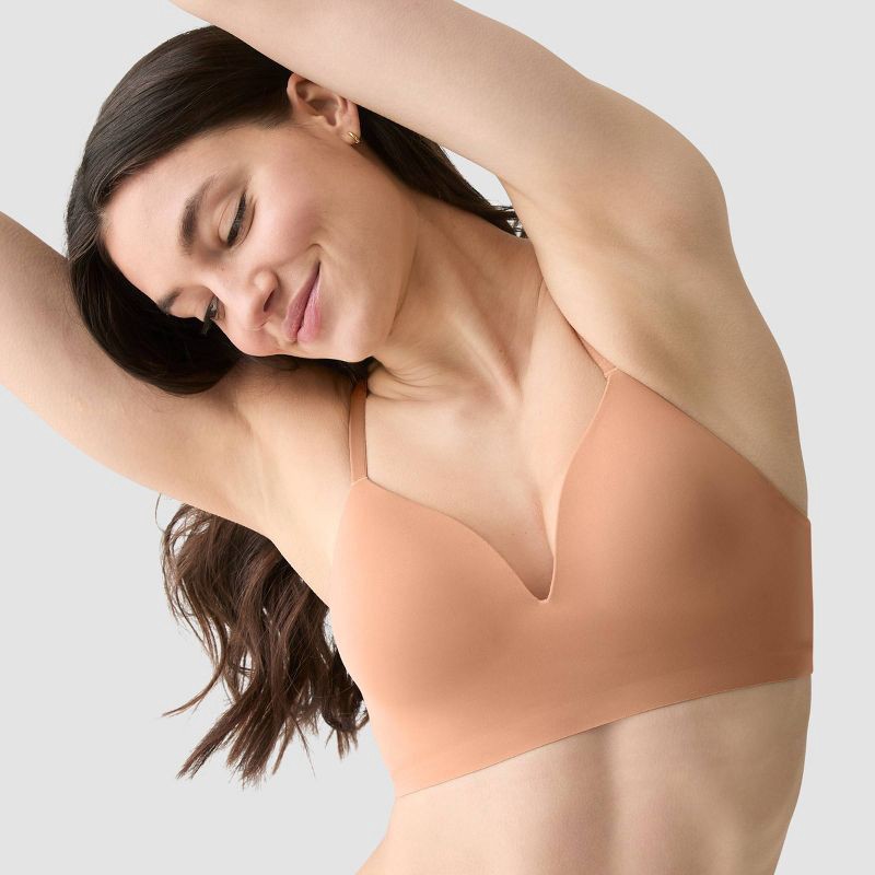 slide 6 of 6, True & Co. Women's Everybody Boost Bra - Beige S: Light Lift Push Up, Wireless, Adjustable Strap, Deep V Neck, Hand Wash, 1 ct