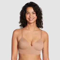 True & Co. Women's Everybody Boost Bra - Beige M: Light Lift Push Up, Wireless, Adjustable Strap, Deep V Neck, Hand Wash
