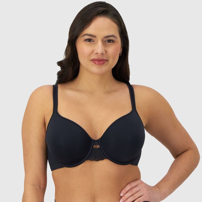 slide 1 of 4, Bali Women's Full Coverage Underwire T-Shirt Bra - Black 38DD: Adjustable No-Slip Straps, Lightly Lined Cups, 1 ct