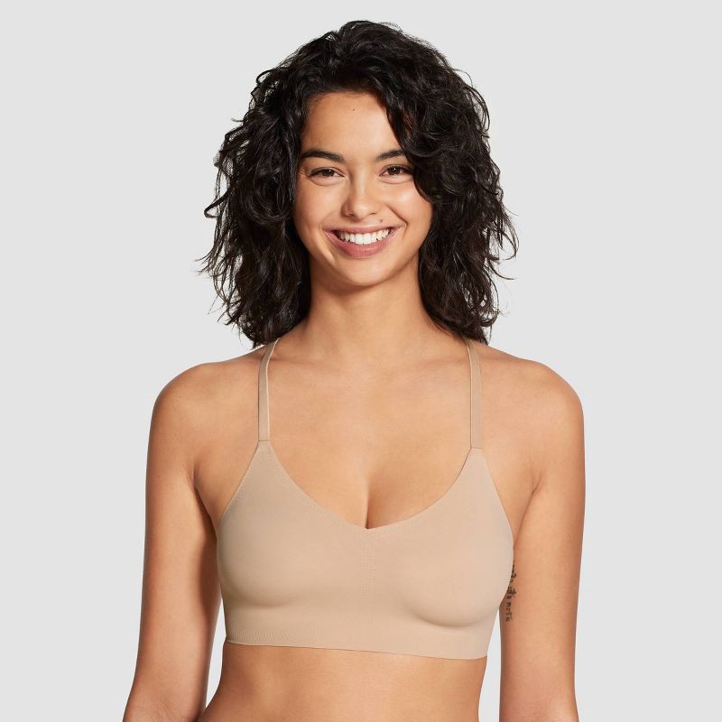 slide 1 of 3, True & Co. Women's Everybody Lace Racerback Bralette - Bare M: Nylon Elastane, V Neck, Adjustable Strap, 1 ct
