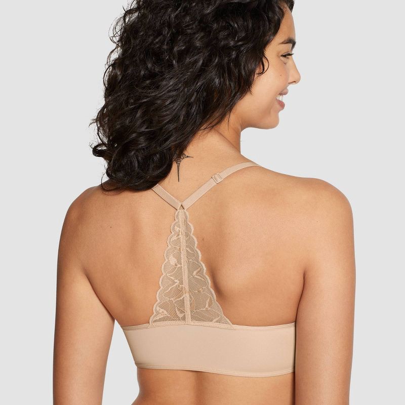 slide 3 of 3, True & Co. Women's Everybody Lace Racerback Bralette - Bare L: Nylon & Elastane, V Neck, Adjustable Strap, Light Support, 1 ct