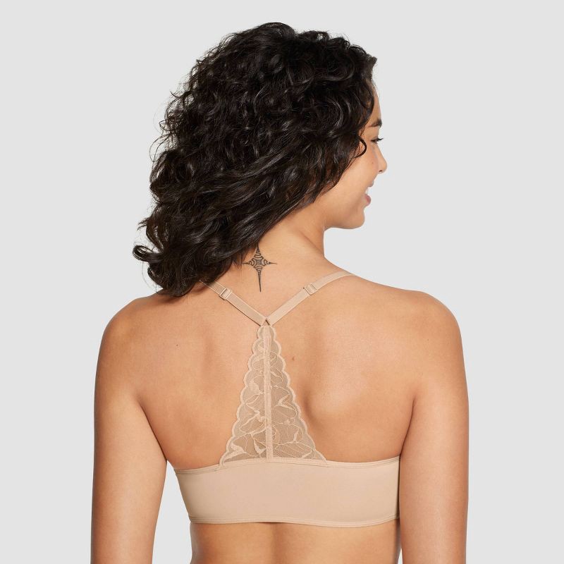 slide 2 of 3, True & Co. Women's Everybody Lace Racerback Bralette - Bare XL: Nylon & Elastane, Adjustable Strap, V Neck, Light Support, 1 ct