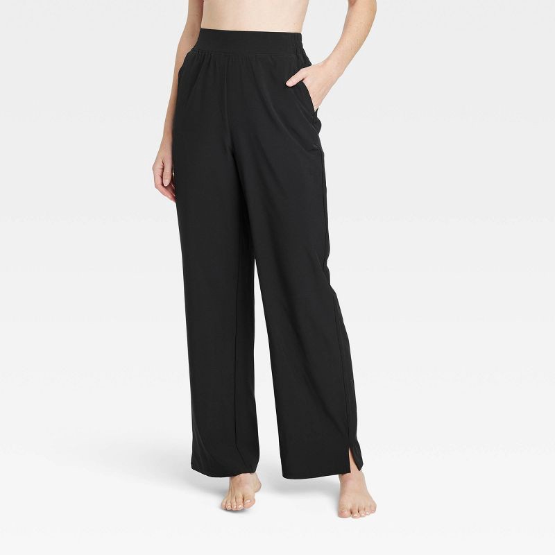 Women's Woven High-Rise Straight Leg Pants - All In Motion™ Black M 1 ct