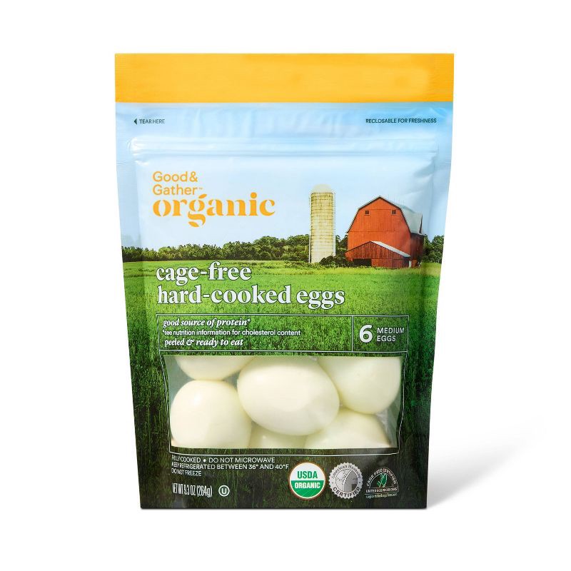 slide 1 of 3, Organic Hard-cooked Cage-Free Egg - 6ct - Good & Gather™, 6 ct