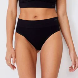 Jockey Generation™ Women's Seamfree® Comfort Waist Thong 2pk - Black L: Lightweight Mid Rise Knit Underwear, Tagless