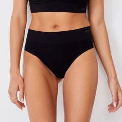 Jockey Generation™ Women's Seamfree® Comfort Waist Thong 2pk - Black L: Lightweight Mid Rise Knit Underwear, Tagless