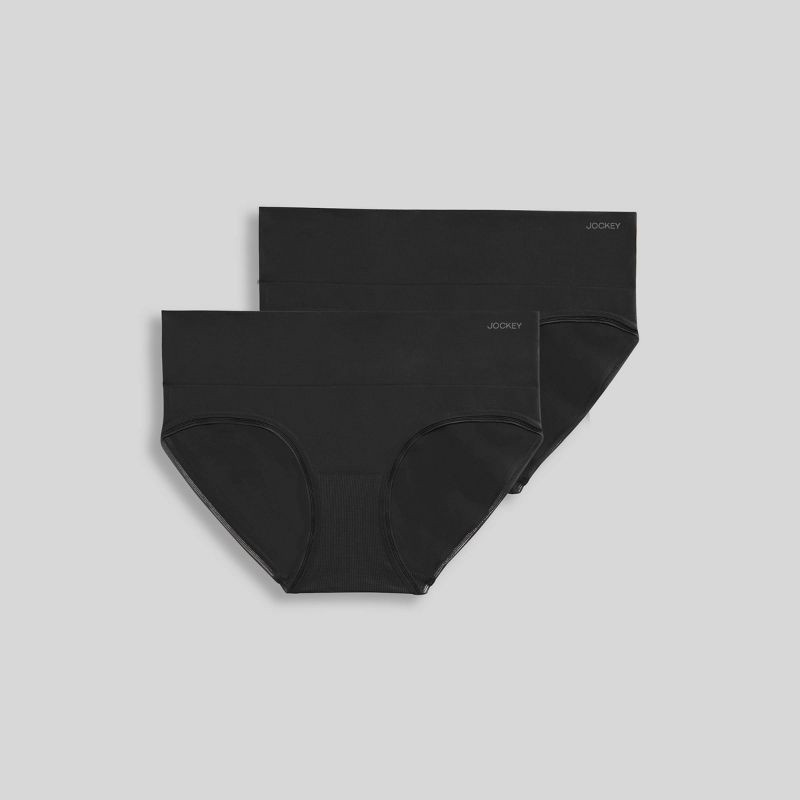 slide 3 of 5, Jockey Generation™ Women's Seamfree® Comfort Waist Hipster Underwear 2pk - Black L: Mid Rise, Tagless, 2 ct