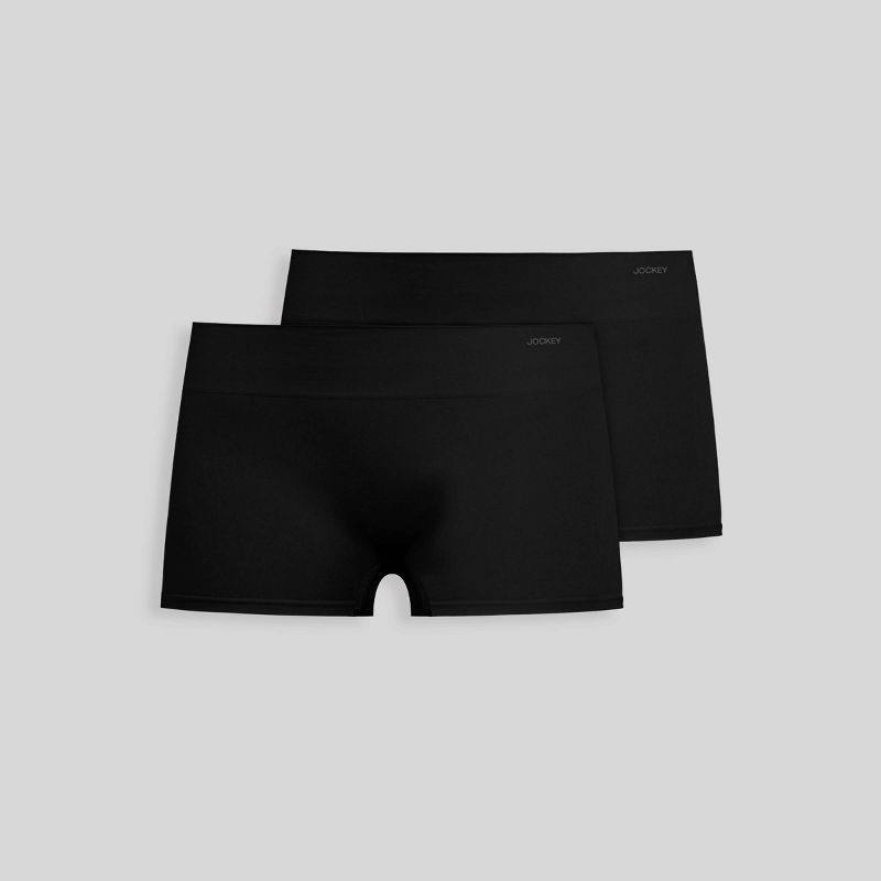 slide 3 of 5, Jockey Generation™ Women's Seamfree® Comfort Waist Boyshorts 2pk - Black M: Mid Rise, Tagless, Knit Fabric, 2 ct