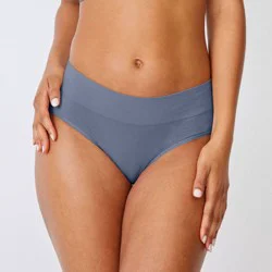 Jockey Generation™ Women's Seamfree® Comfort Waist Hipster Underwear 2pk - Steel Blue/Tan L: Lightweight Knit, Mid Rise, Tagless