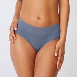 Jockey Generation™ Women's Seamfree® Comfort Waist Hipster Underwear 2pk - Steel Blue/Tan L: Lightweight Knit, Mid Rise, Tagless