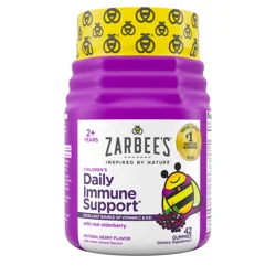 ZARBEE'S NATURALS Children's Elderberry Immune Support, Vitamin C & Zinc, Berry, 42 Gummies