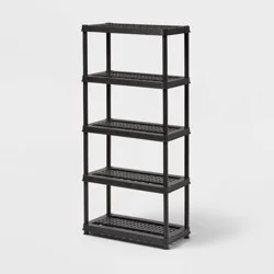 5 Tier Plastic Shelf Unit Black - Brightroom™: Utility Storage Shelving, 5 Open Shelves, 150 lb Capacity, 73.5" Height
