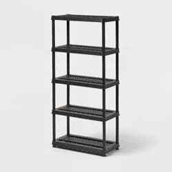 5 Tier Plastic Shelf Unit Black - Brightroom™: Utility Storage Shelving, 5 Open Shelves, 150 lb Capacity, 73.5" Height