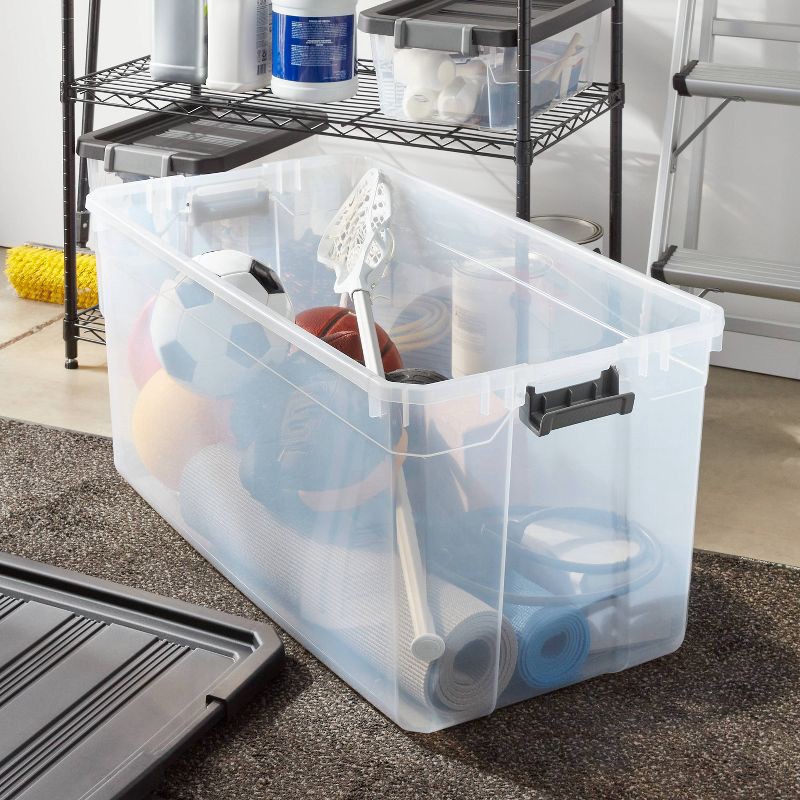 slide 2 of 3, 200qt Heavy Duty Latching Clear Storage Box - Brightroom™: Portable Black Utility Bin with Lid, 200qt Capacity, 200 qt, 200 qt