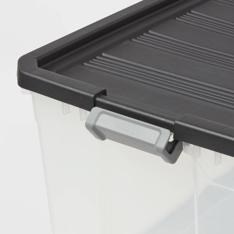 slide 3 of 3, 200qt Heavy Duty Latching Clear Storage Box - Brightroom™: Portable Black Utility Bin with Lid, 200qt Capacity, 200 qt, 200 qt