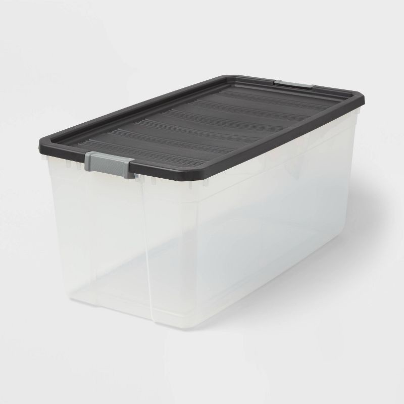 slide 1 of 3, 200qt Heavy Duty Latching Clear Storage Box - Brightroom™: Portable Black Utility Bin with Lid, 200qt Capacity, 200 qt, 200 qt