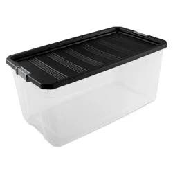 200qt Heavy Duty Latching Clear Storage Box - Brightroom™: Portable Black Utility Bin with Lid, 200qt Capacity