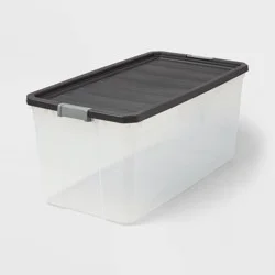200qt Heavy Duty Latching Clear Storage Box - Brightroom™: Portable Black Utility Bin with Lid, 200qt Capacity