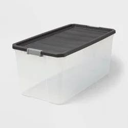 200qt Heavy Duty Latching Clear Storage Box - Brightroom™: Portable Black Utility Bin with Lid, 200qt Capacity