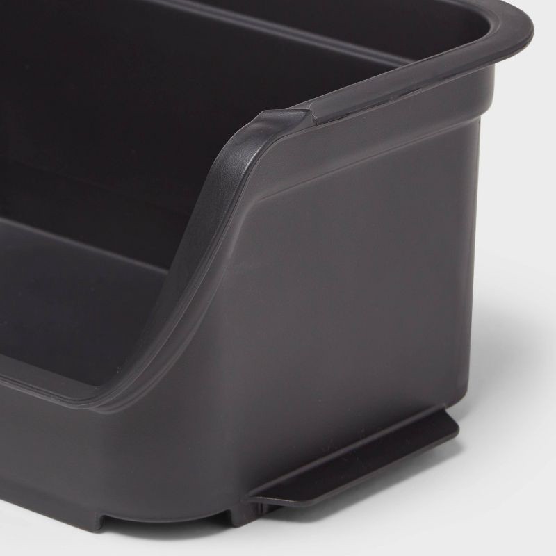 slide 3 of 3, 2.3qt Open Front Stackable Storage Bin - Brightroom™: Portable Black Utility Basket, Universal Storage, 4" Height, 2.3 qt