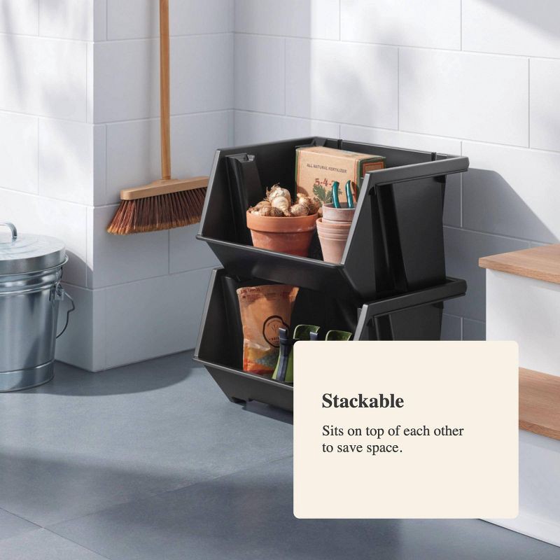 slide 4 of 4, Large Open Front Stackable Storage Bin - Brightroom™: Black Polypropylene Utility, 10.75 Volume, 20.3" Width, 1 ct