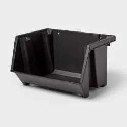 Large Open Front Stackable Storage Bin - Brightroom™: Black Polypropylene Utility, 10.75 Volume, 20.3" Width