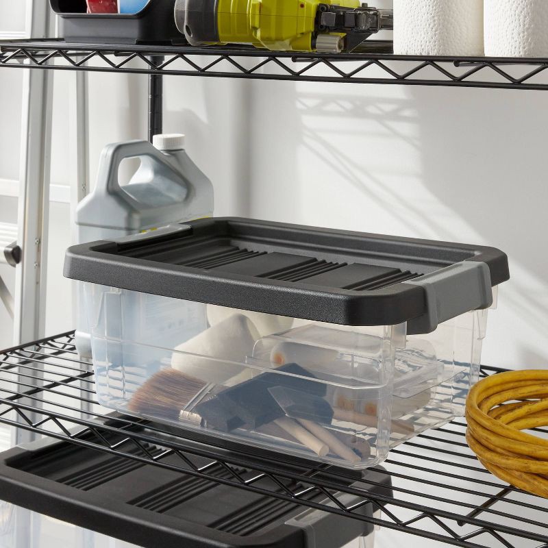 slide 2 of 8, 16qt Heavy Duty Latching Clear Storage Box - Brightroom™: Portable Plastic Bin, Universal Storage, Black, Lidded, 16 qt