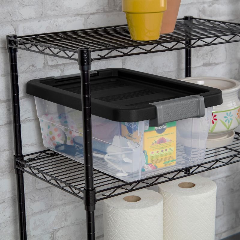 slide 4 of 8, 16qt Heavy Duty Latching Clear Storage Box - Brightroom™: Portable Plastic Bin, Universal Storage, Black, Lidded, 16 qt