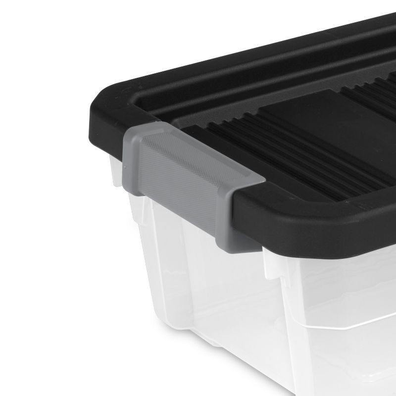 slide 6 of 8, 16qt Heavy Duty Latching Clear Storage Box - Brightroom™: Portable Plastic Bin, Universal Storage, Black, Lidded, 16 qt
