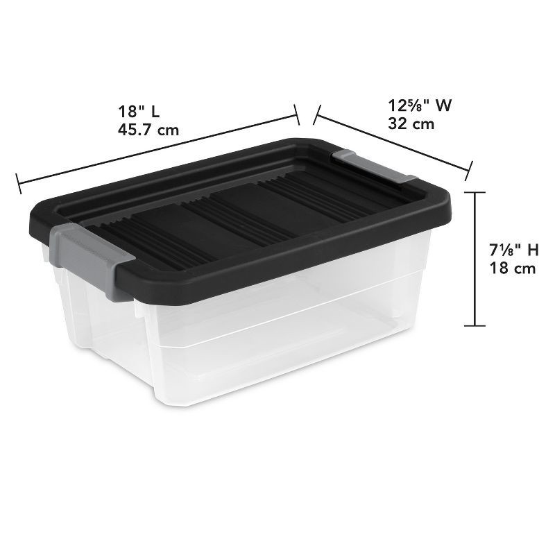 slide 8 of 8, 16qt Heavy Duty Latching Clear Storage Box - Brightroom™: Portable Plastic Bin, Universal Storage, Black, Lidded, 16 qt