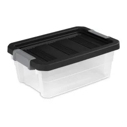 16qt Heavy Duty Latching Clear Storage Box - Brightroom™: Portable Plastic Bin, Universal Storage, Black, Lidded