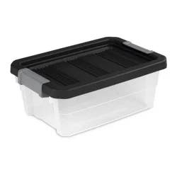 16qt Heavy Duty Latching Clear Storage Box - Brightroom™: Portable Plastic Bin, Universal Storage, Black, Lidded