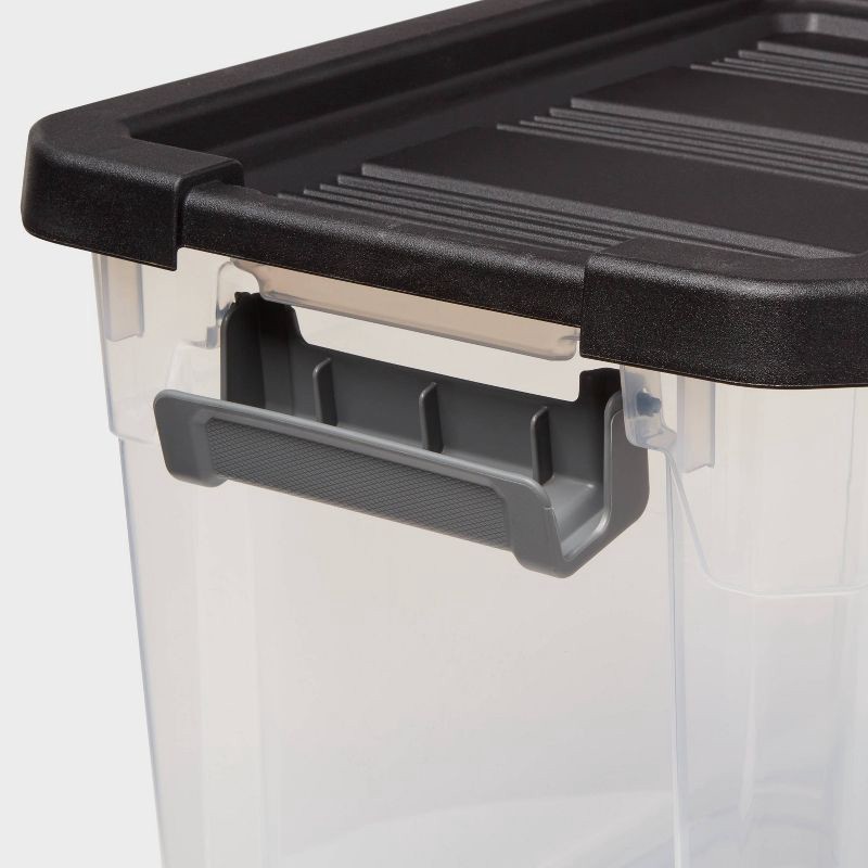 slide 3 of 4, 30qt Heavy Duty Latching Clear Storage Box - Brightroom™: Stackable Plastic Bin with Lid, Universal Utility Storage, 30 qt