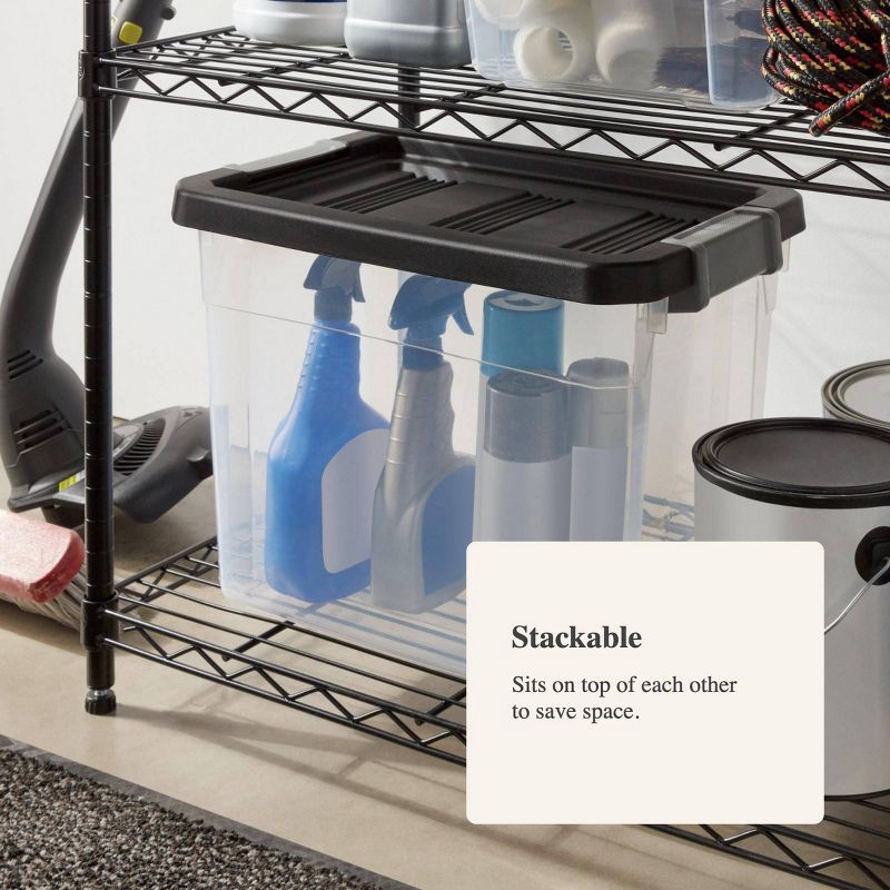 slide 4 of 4, 30qt Heavy Duty Latching Clear Storage Box - Brightroom™: Stackable Plastic Bin with Lid, Universal Utility Storage, 30 qt