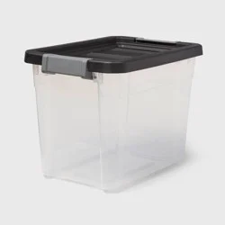 30qt Heavy Duty Latching Clear Storage Box - Brightroom™: Stackable Plastic Bin with Lid, Universal Utility Storage