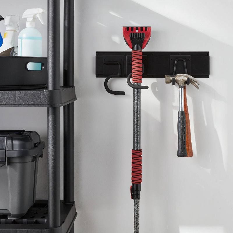 slide 2 of 4, Heavy Duty Garage Tool Hook and Rail Kit - Brightroom™: Wall Mounted Storage, Steel, Black, 36" Width, 90 lb Capacity, 90 lb