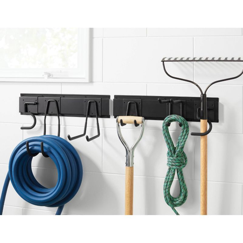 slide 3 of 4, Heavy Duty Garage Tool Hook and Rail Kit - Brightroom™: Wall Mounted Storage, Steel, Black, 36" Width, 90 lb Capacity, 90 lb