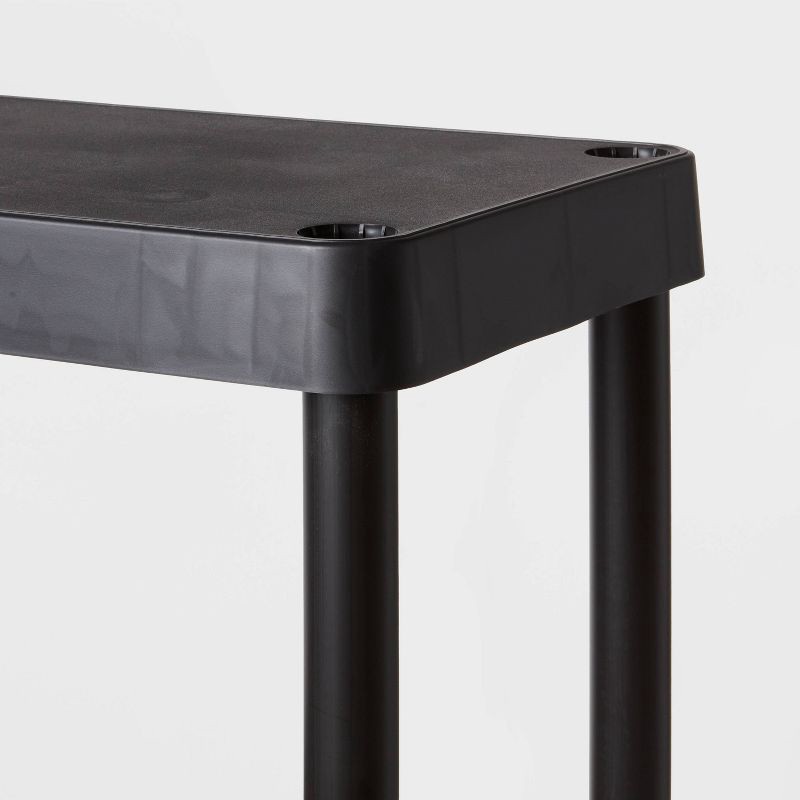 slide 3 of 3, 4 Tier Plastic Shelf Unit Black - Brightroom™: Utility Storage Shelves, 55.8" Height, 70 lbs Capacity, Freestanding, 70 lb
