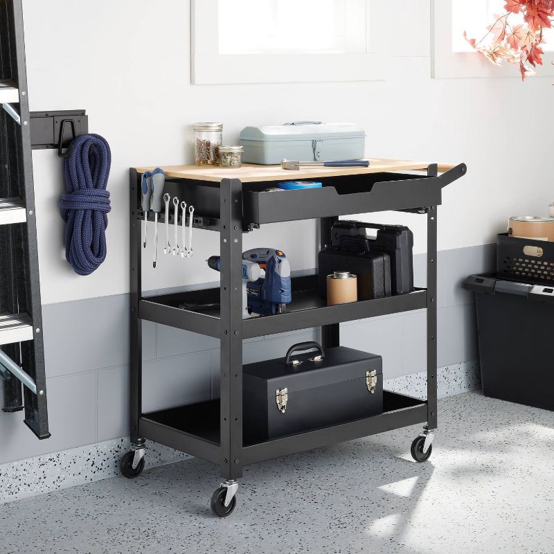 slide 2 of 3, 3 Tier Metal Rolling Service Cart - Brightroom™, 1 ct