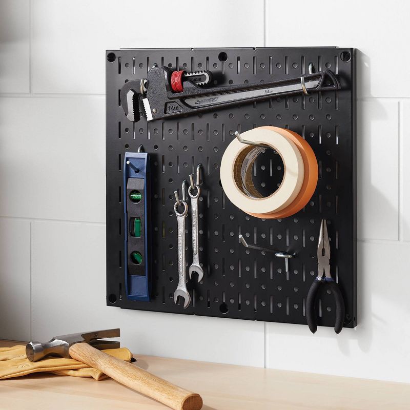 slide 2 of 4, 16" Square Metal Pegboard - Brightroom™: Wall & Garage Storage Organizer, Carbon Steel, Black, 100 lb Capacity, 100 lb